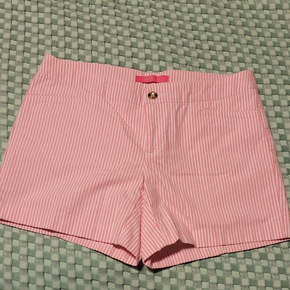 Lilly Pulitzer Pink Shorts Seersucker Cotton - Picture 2 of 5